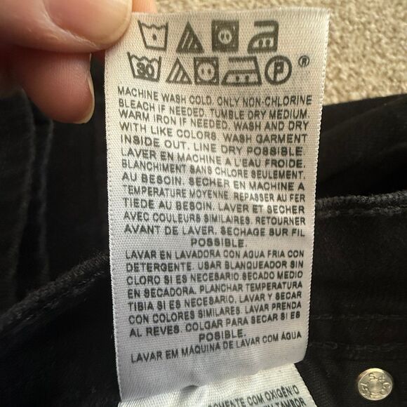 Levi’s 505 Straight Leg Mid-Rise Stretch Black Wash Denim Jeans Women Size 4M - Picture 10 of 12